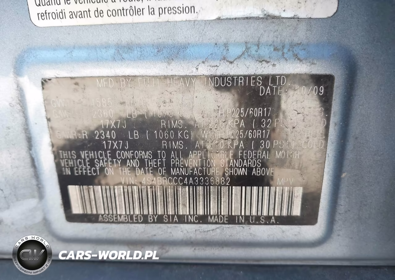 2010 Subaru Outback 2.5I Premium VIN:4S4BRCCC4A3336882 - 9