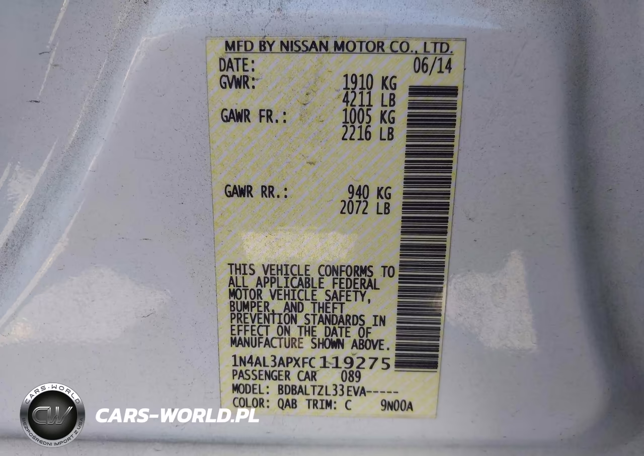 2015 Nissan Altima 2.5 Sl VIN:1N4AL3APXFC119275 - 9