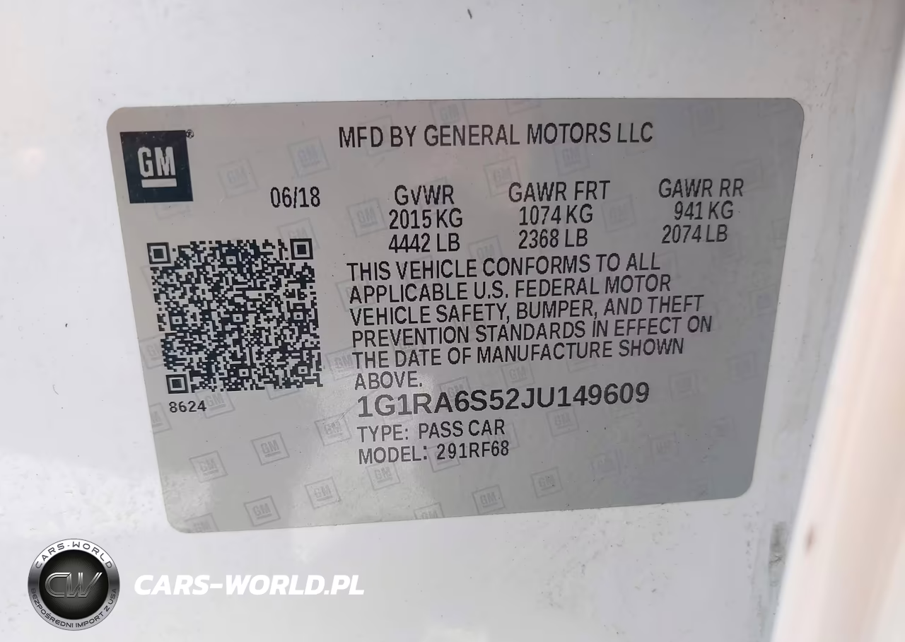 2018 Chevrolet Volt Lt VIN:1G1RA6S52JU149609 - 9