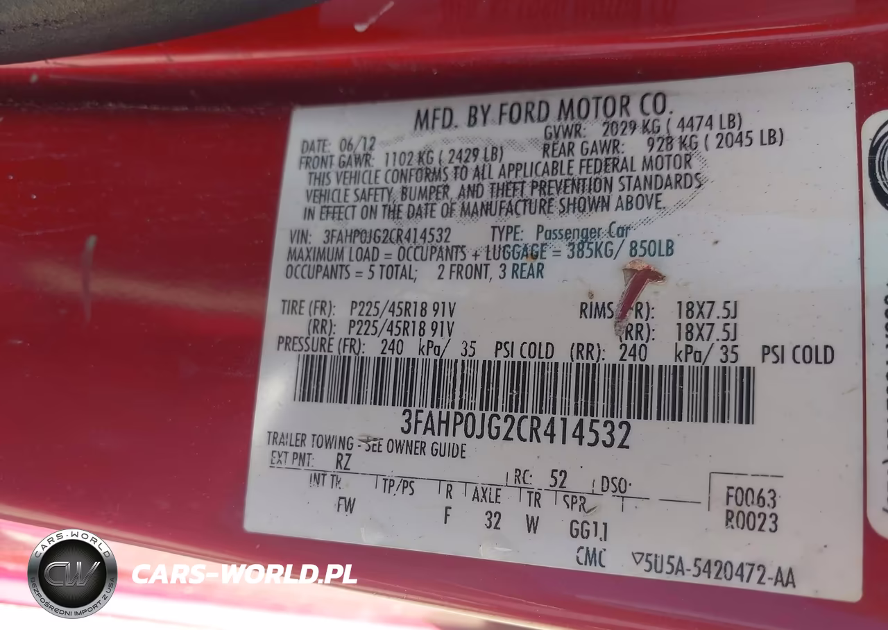 2012 Ford Fusion Sel VIN:3FAHP0JG2CR414532 - 9