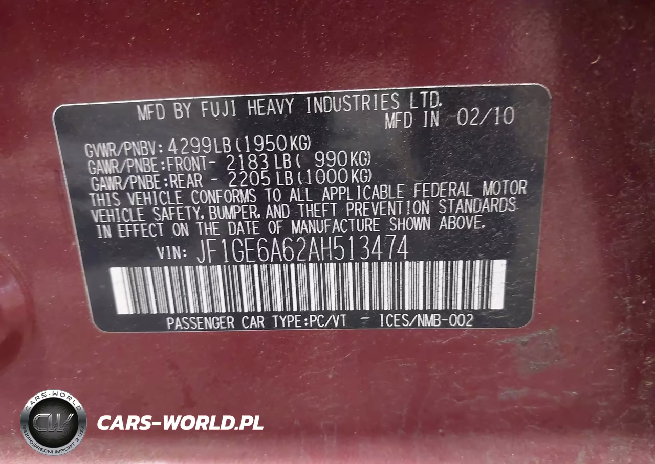 2010 Subaru Impreza 2.5I VIN:JF1GE6A62AH513474 - 9