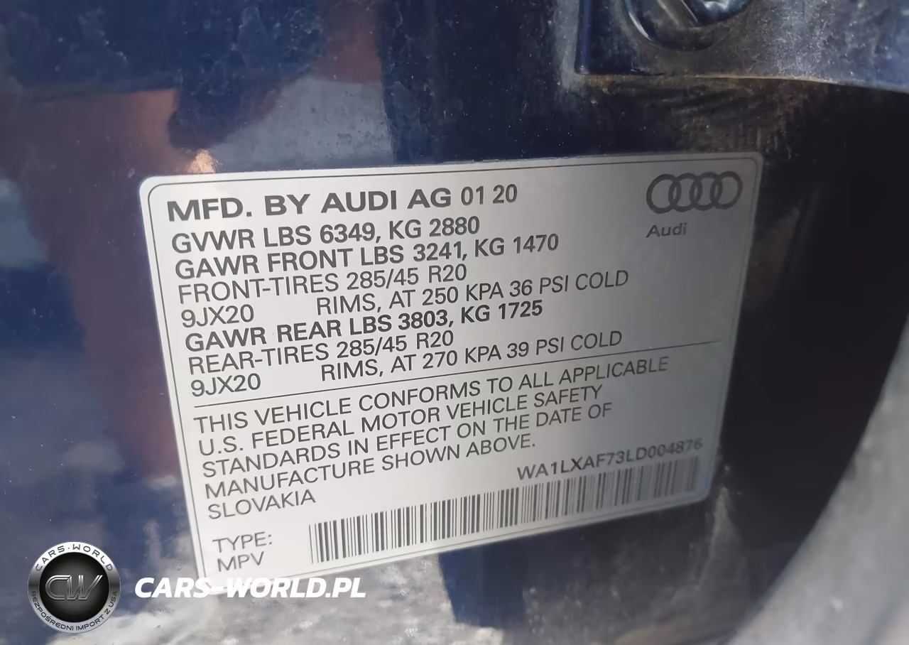 2020 Audi Q7 Premium Plus 55 Tfsi Quattro Tiptronic VIN:WA1LXAF73LD004876 - 7