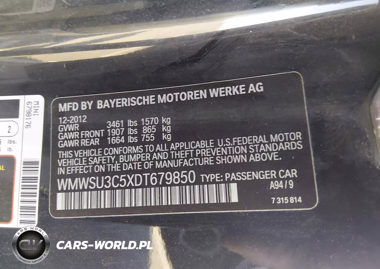 2013 Mini Hardtop Cooper VIN:WMWSU3C5XDT679850 - 9
