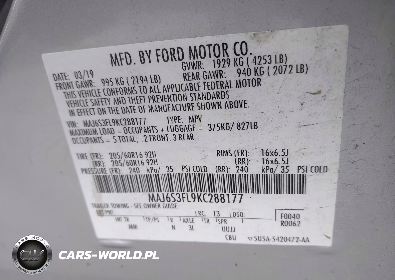 2019 Ford Ecosport S VIN:MAJ6S3FL9KC288177 - 9