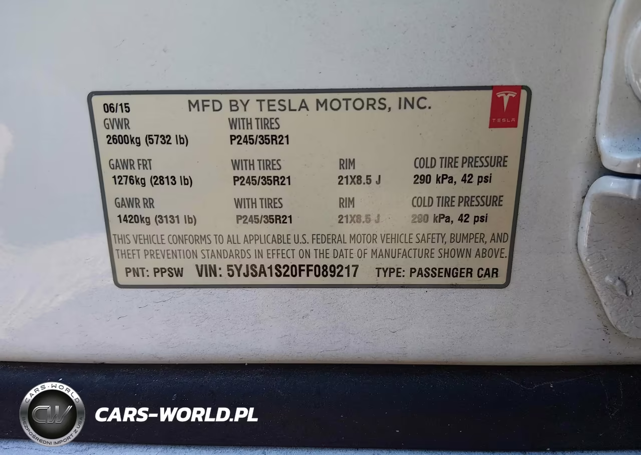 2015 Tesla Model S 70D-85D-P85D VIN:5YJSA1S20FF089217 - 9