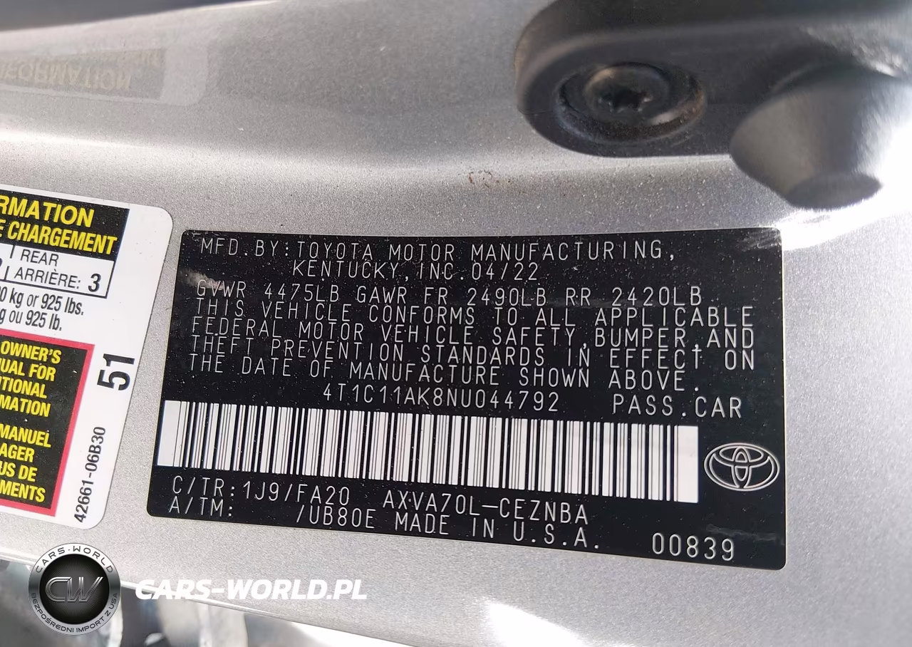 2022 Toyota Camry Le VIN:4T1C11AK8NU044792 - 9