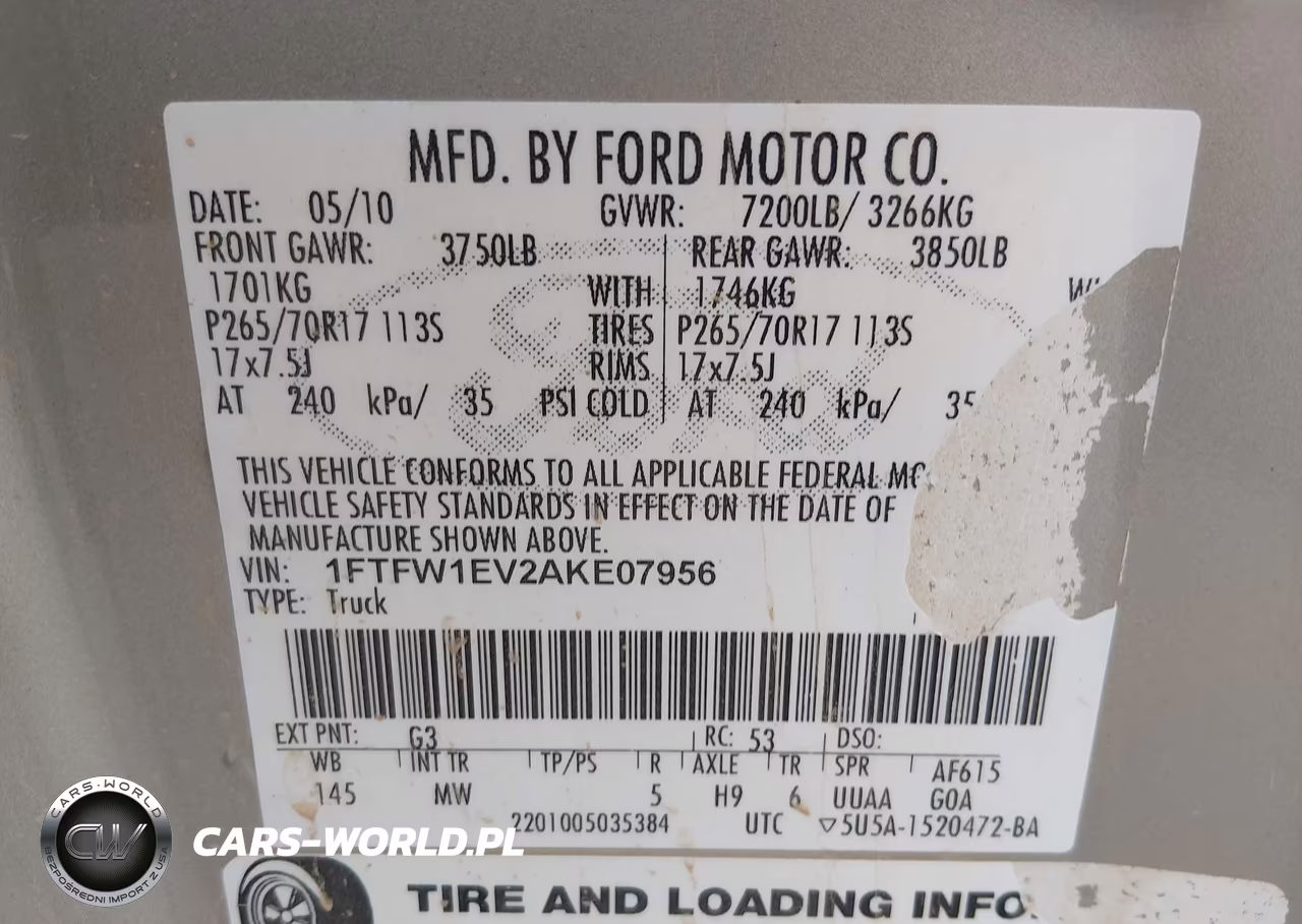 2010 Ford F-150 Fx4-Harley-Davidson-King Ranch-Lariat-Platinum-Xl-Xlt VIN:1FTFW1EV2AKE07956 - 9