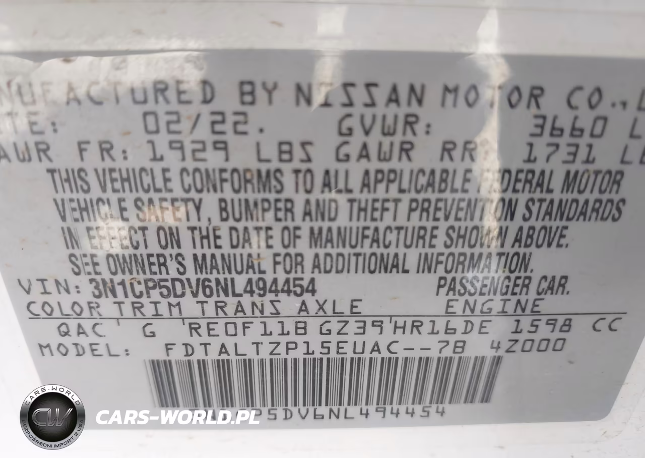 2022 Nissan Kicks Sr Xtronic Cvt VIN:3N1CP5DV6NL494454 - 9