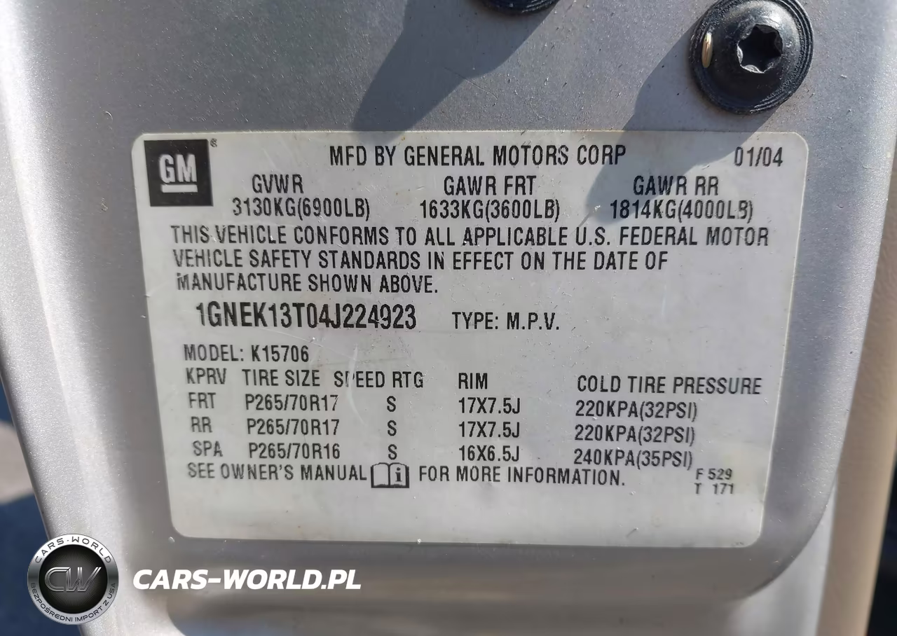 2004 Chevrolet Tahoe Lt VIN:1GNEK13T04J224923 - 9
