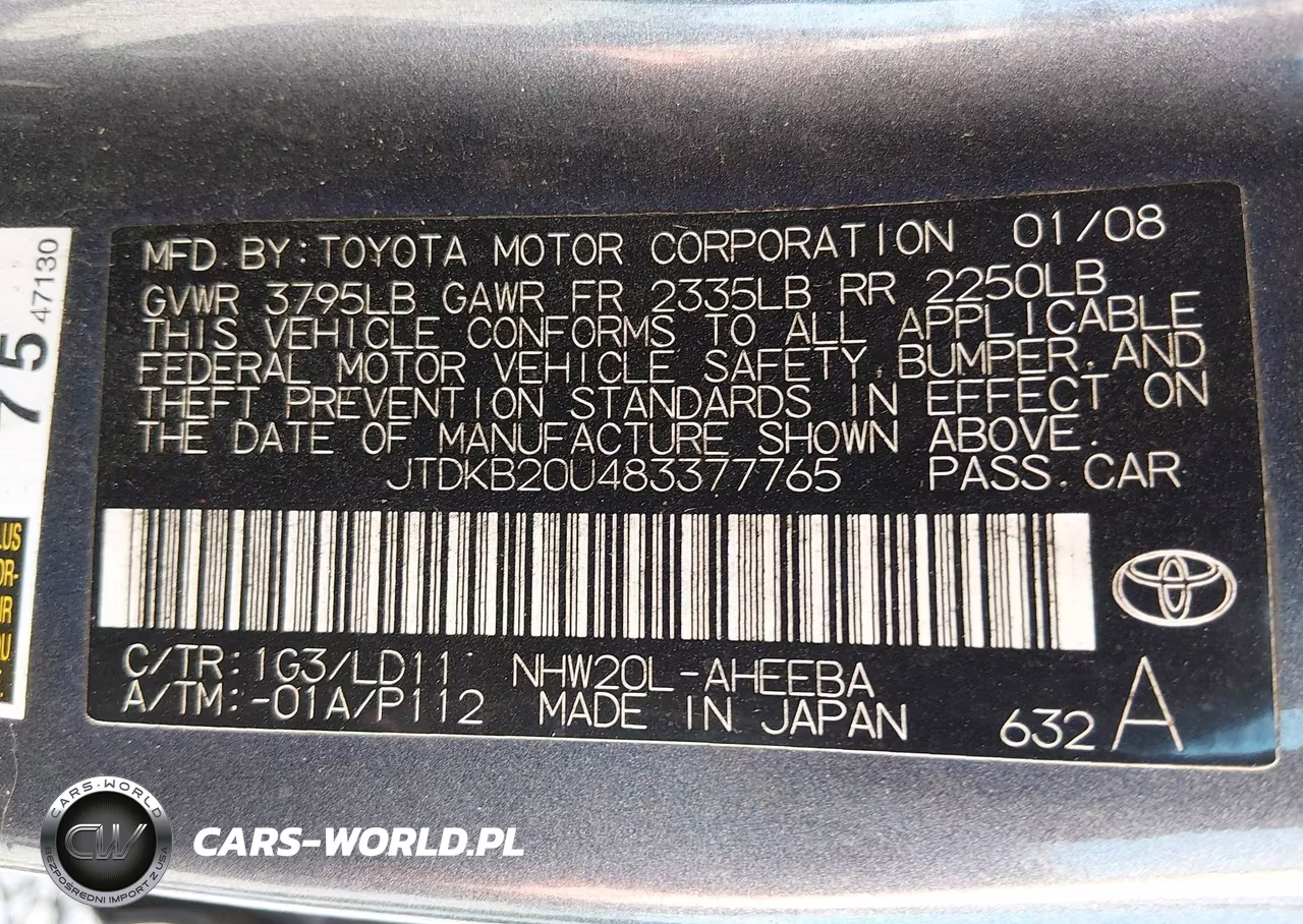 2008 Toyota Prius VIN:JTDKB20U483377765 - 9