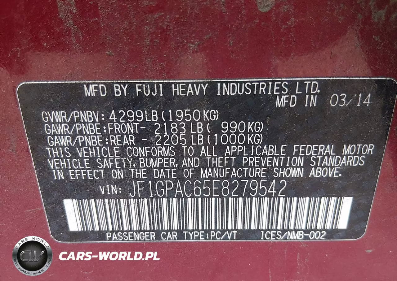 2014 Subaru Impreza 2.0I Premium VIN:JF1GPAC65E8279542 - 9