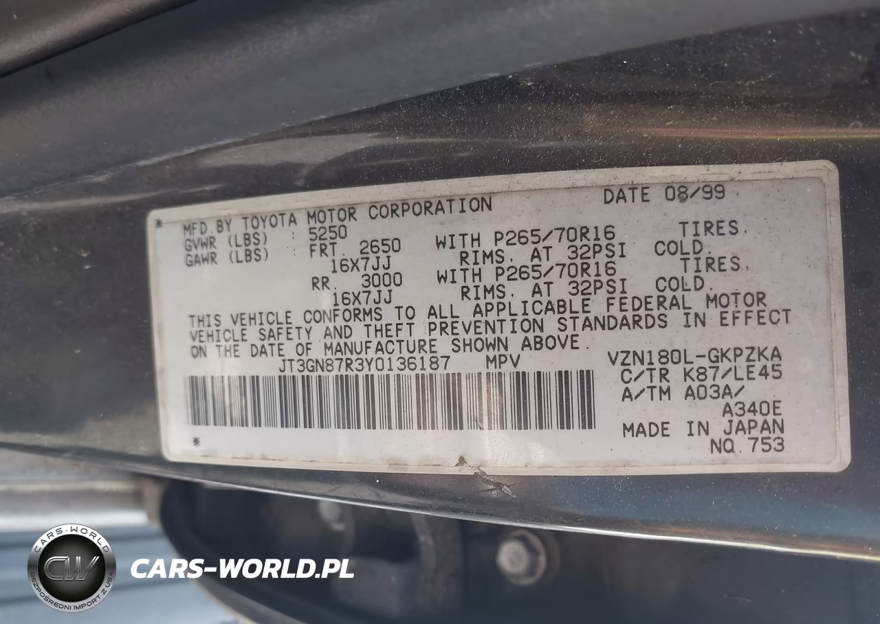2000 Toyota 4Runner Limited V6 VIN:JT3GN87R3Y0136187 - 9
