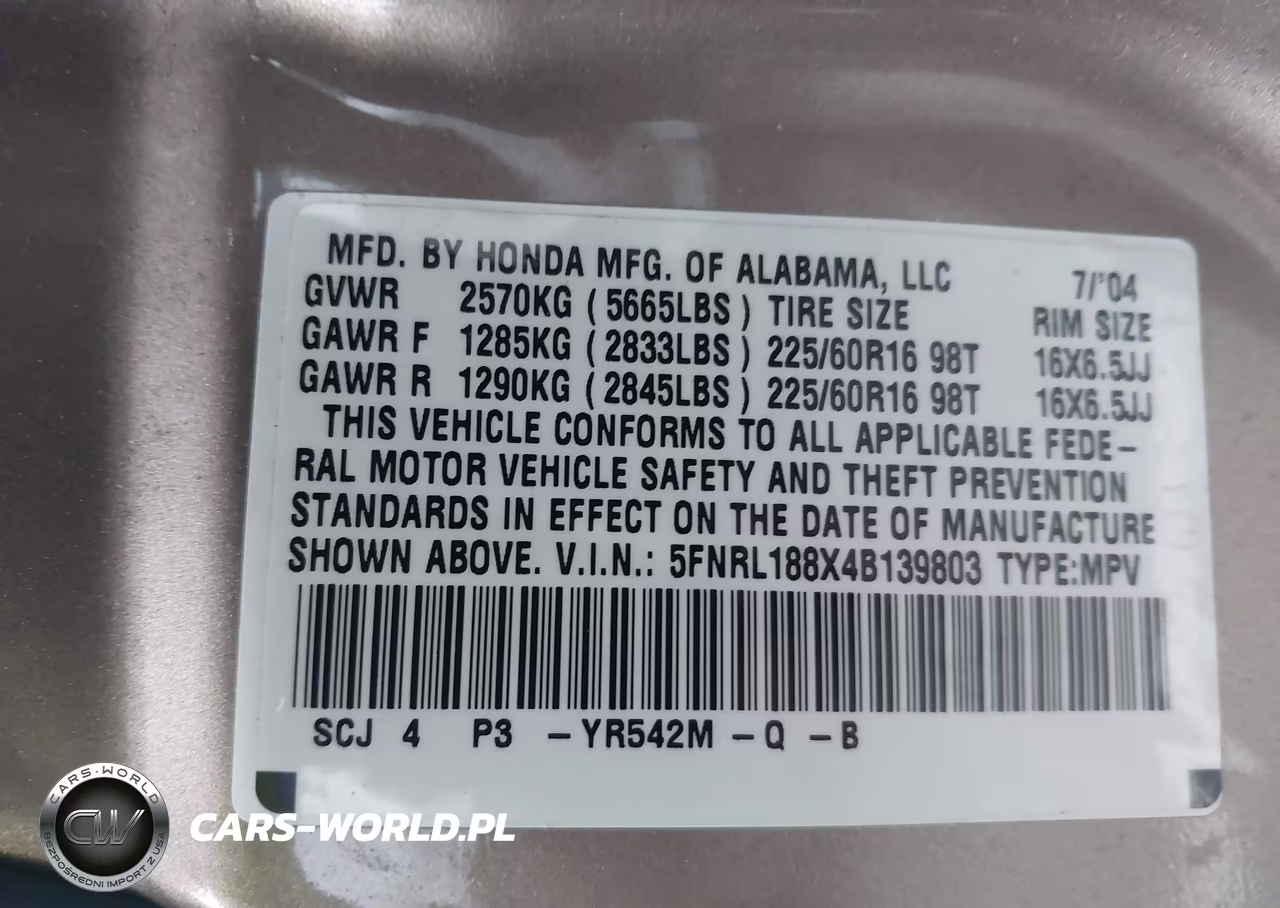 2004 Honda Odyssey Ex VIN:5FNRL188X4B139803 - 9