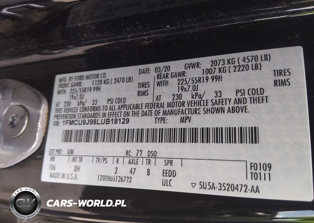 2020 Ford Escape Titanium VIN:1FMCU9J98LUB18129 - 9
