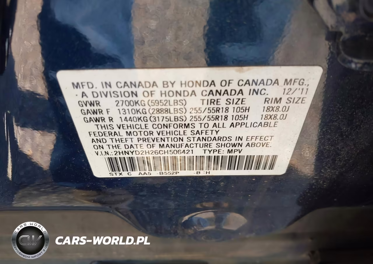 2012 Acura Mdx VIN:2HNYD2H26CH506421 - 9
