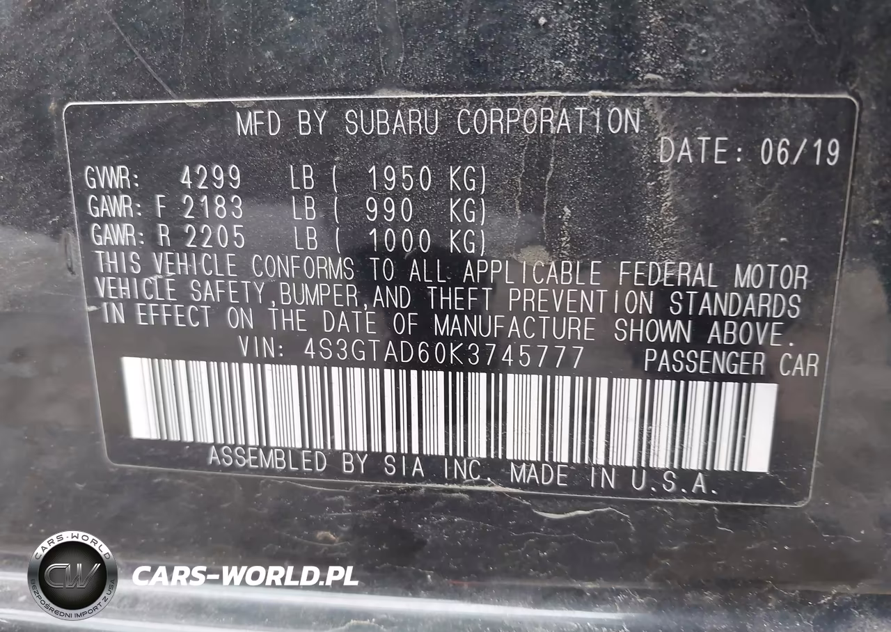 2019 Subaru Impreza 2.0I Premium VIN:4S3GTAD60K3745777 - 9