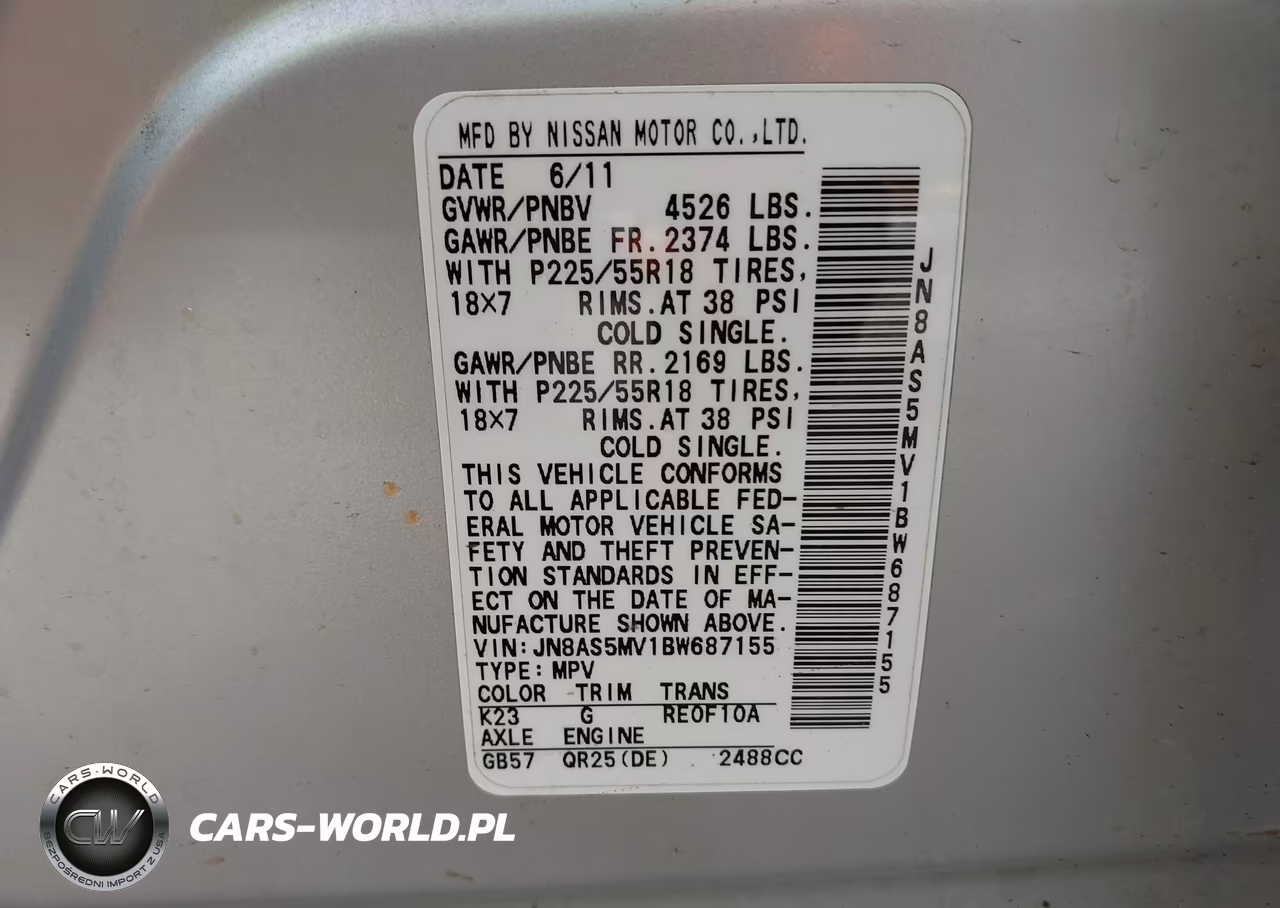 2011 Nissan Rogue Sv VIN:JN8AS5MV1BW687155 - 9