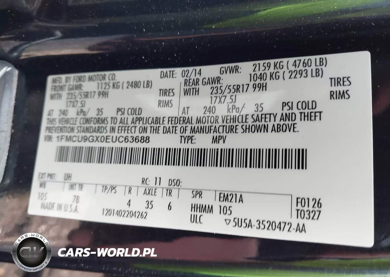 2014 Ford Escape Se VIN:1FMCU9GX0EUC63688 - 9
