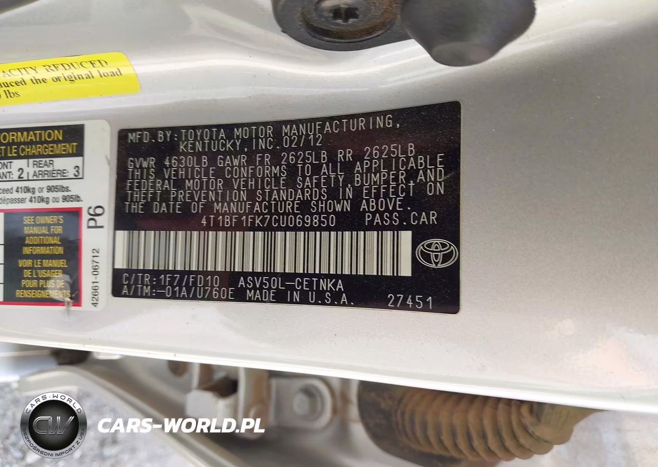 2012 Toyota Camry Le VIN:4T1BF1FK7CU069850 - 9