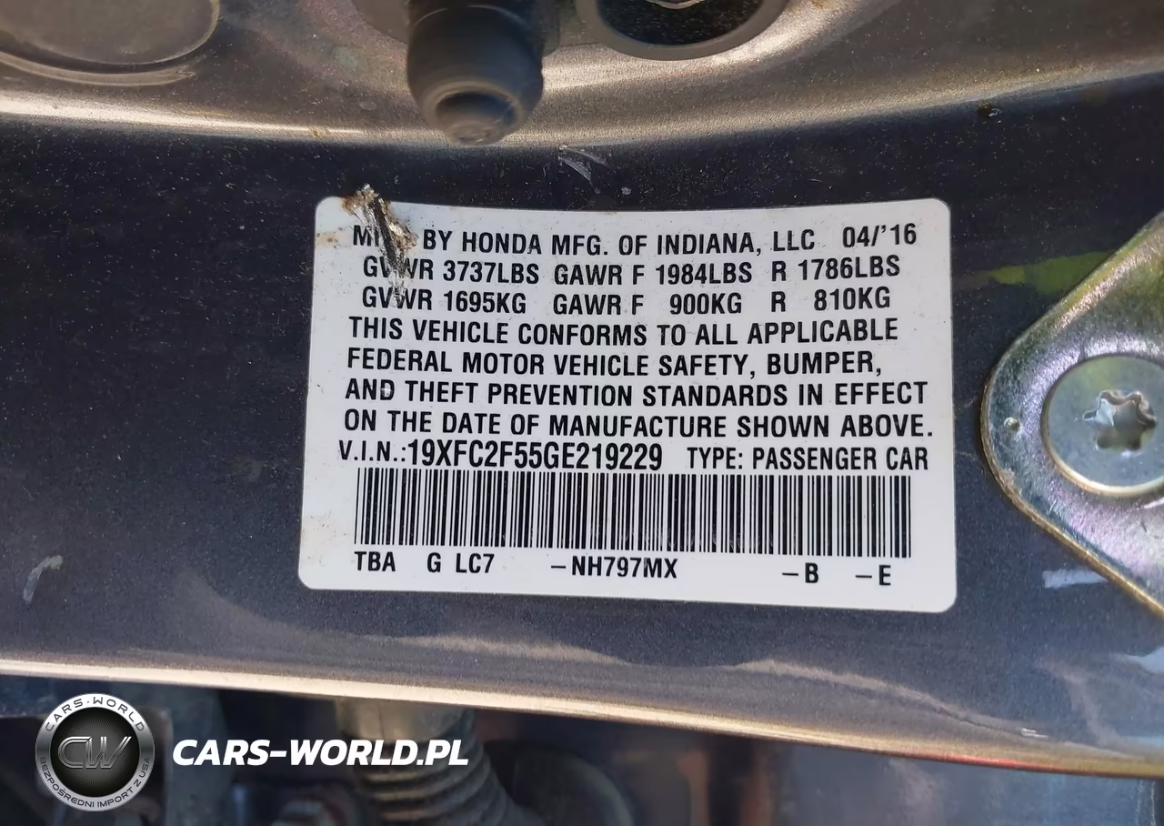 2016 Honda Civic Lx VIN:19XFC2F55GE219229 - 9