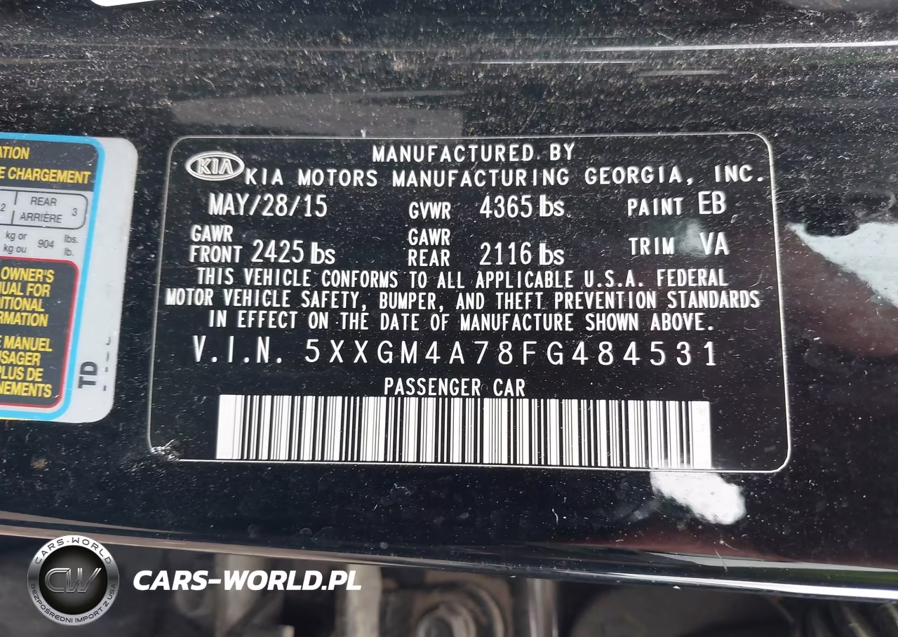 2015 Kia Optima Lx VIN:5XXGM4A78FG484531 - 9