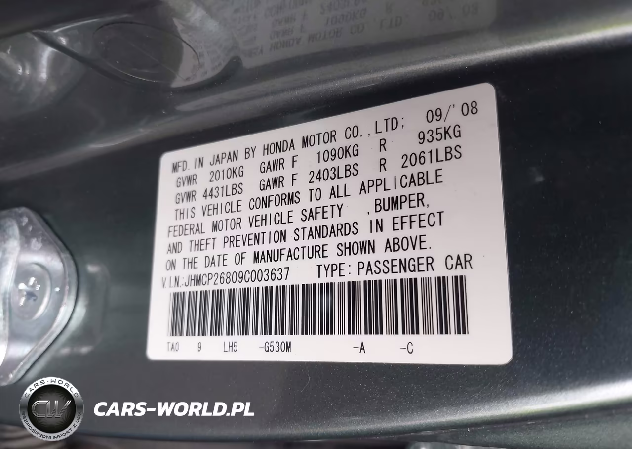 2009 Honda Accord 2.4 Ex-L VIN:JHMCP26809C003637 - 9