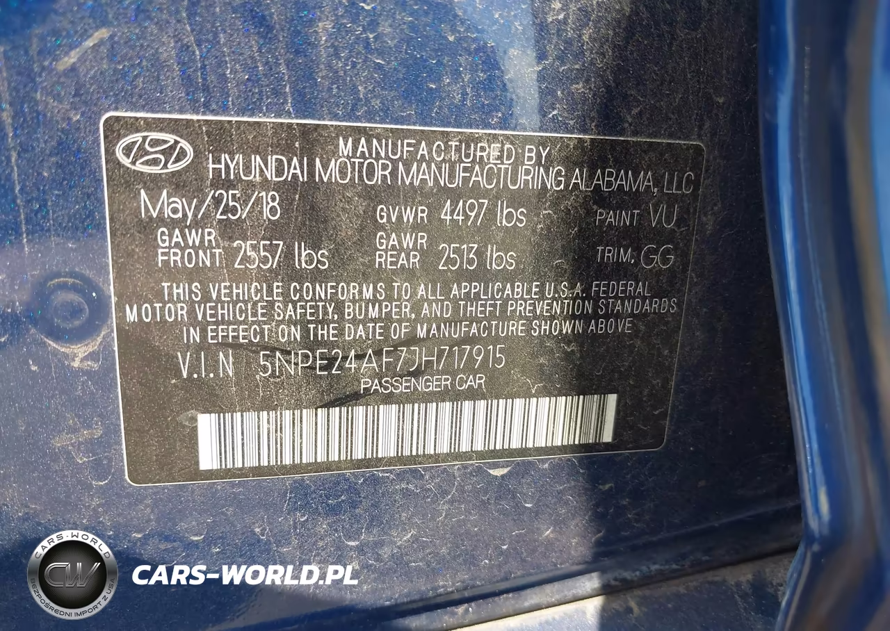 2018 Hyundai Sonata Se VIN:5NPE24AF7JH717915 - 9