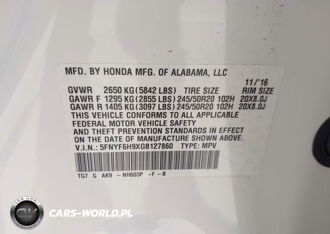 2016 Honda Pilot Touring VIN:5FNYF6H9XGB127860 - 9