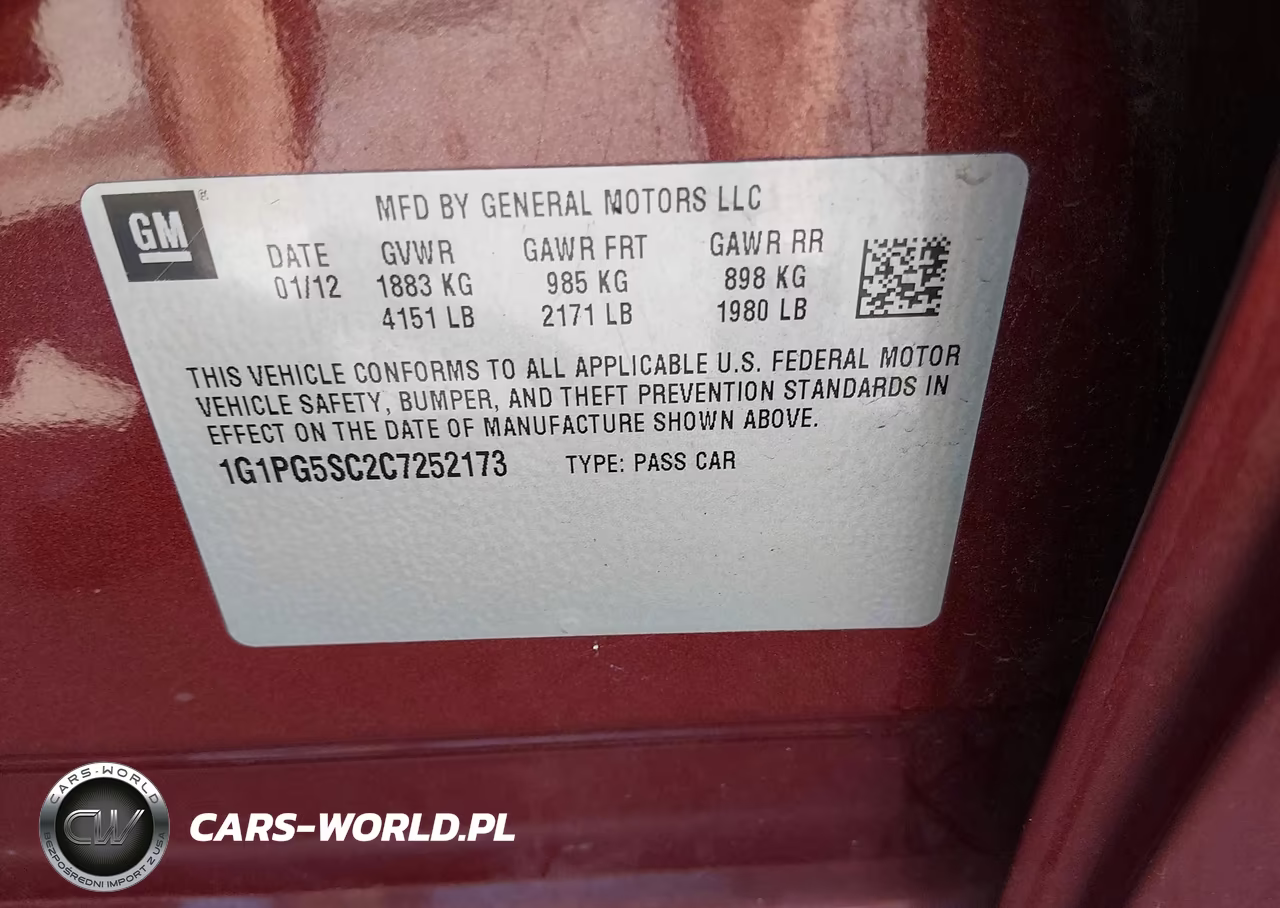2012 Chevrolet Cruze 2Lt VIN:1G1PG5SC2C7252173 - 9