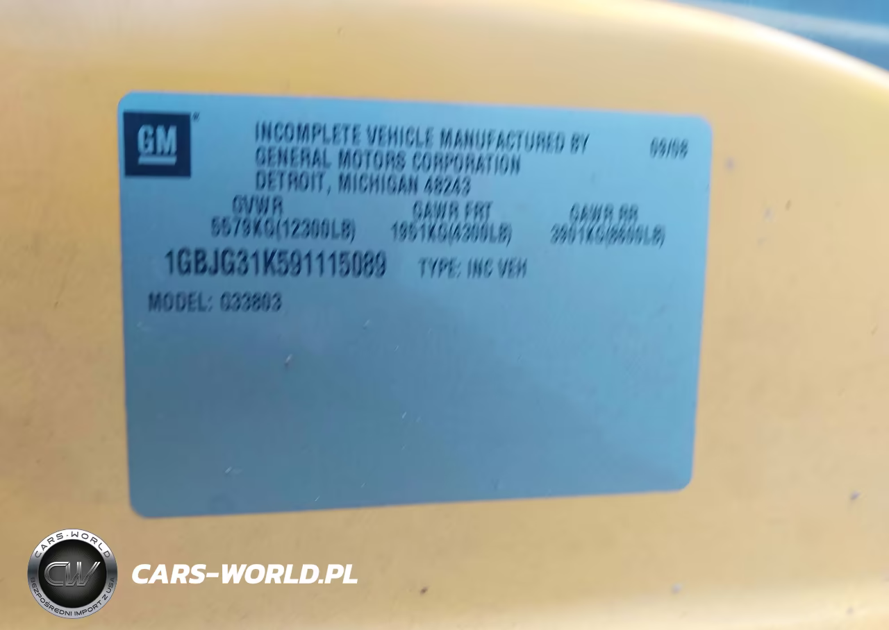 2009 Chevrolet Express Cutaway Work Van VIN:1GBJG31K591115089 - 8