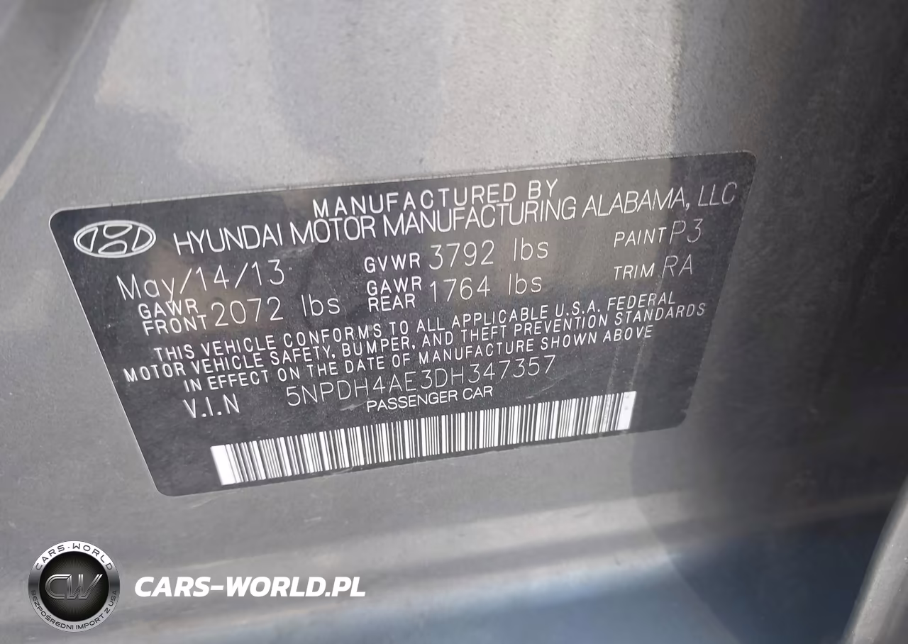 2013 Hyundai Elantra Gls VIN:5NPDH4AE3DH347357 - 9