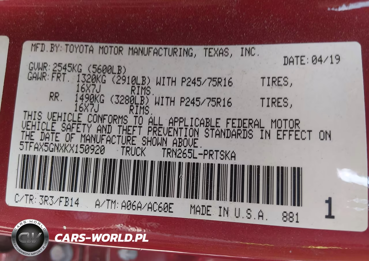 2019 Toyota Tacoma Sr VIN:5TFAX5GNXKX150920 - 9
