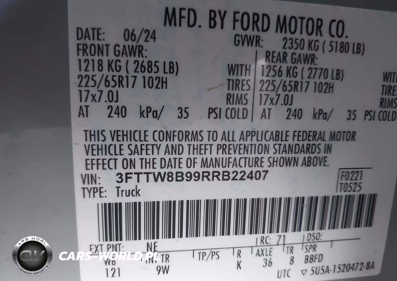 2024 Ford Maverick Xl VIN:3FTTW8B99RRB22407 - 9