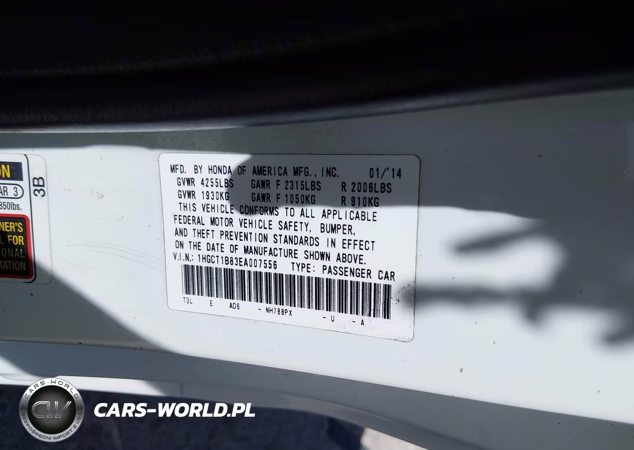2014 Honda Accord Ex-L VIN:1HGCT1B83EA007556 - 9