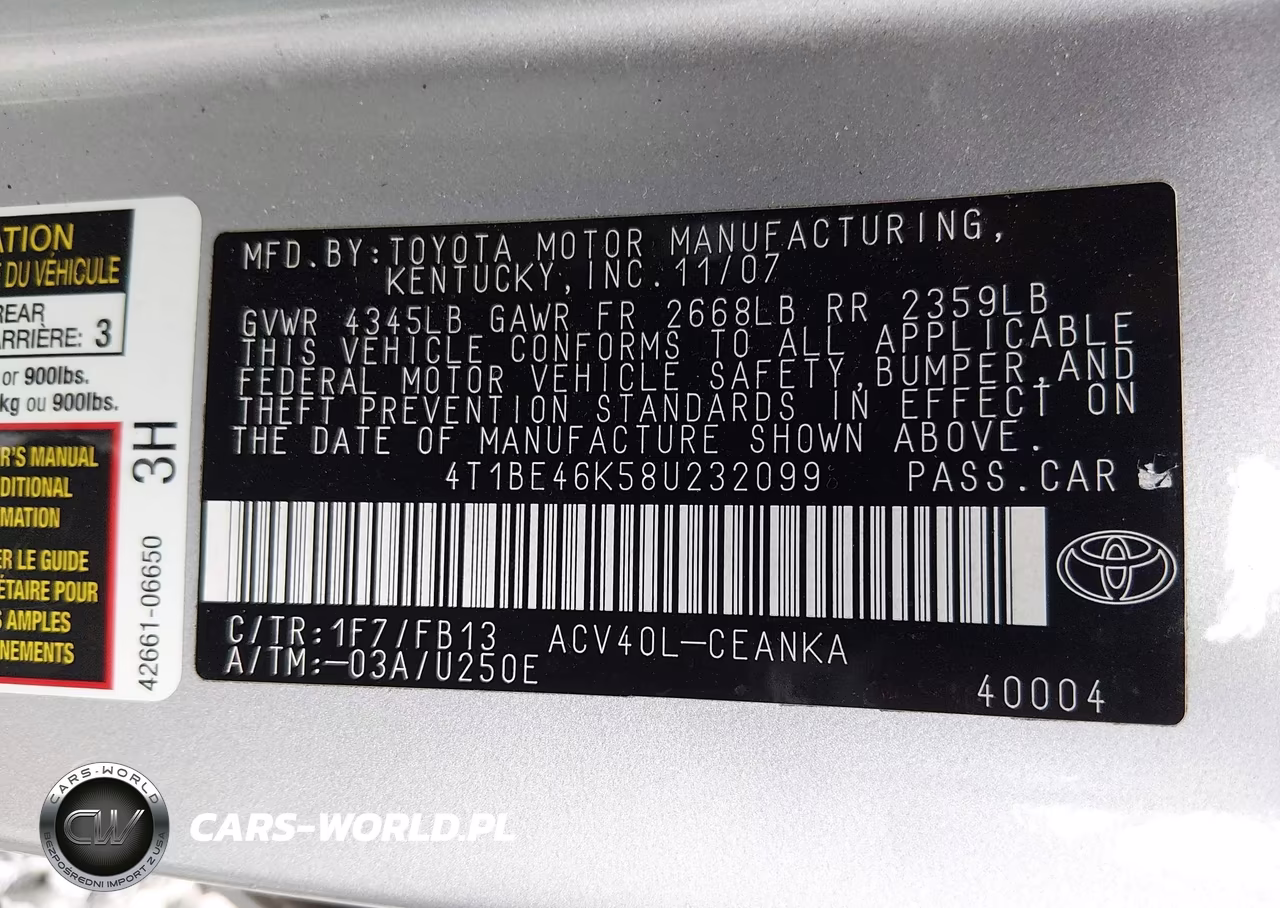 2008 Toyota Camry Le VIN:4T1BE46K58U232099 - 9