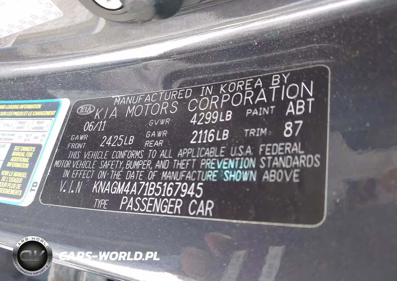 2011 Kia Optima Lx VIN:KNAGM4A71B5167945 - 9