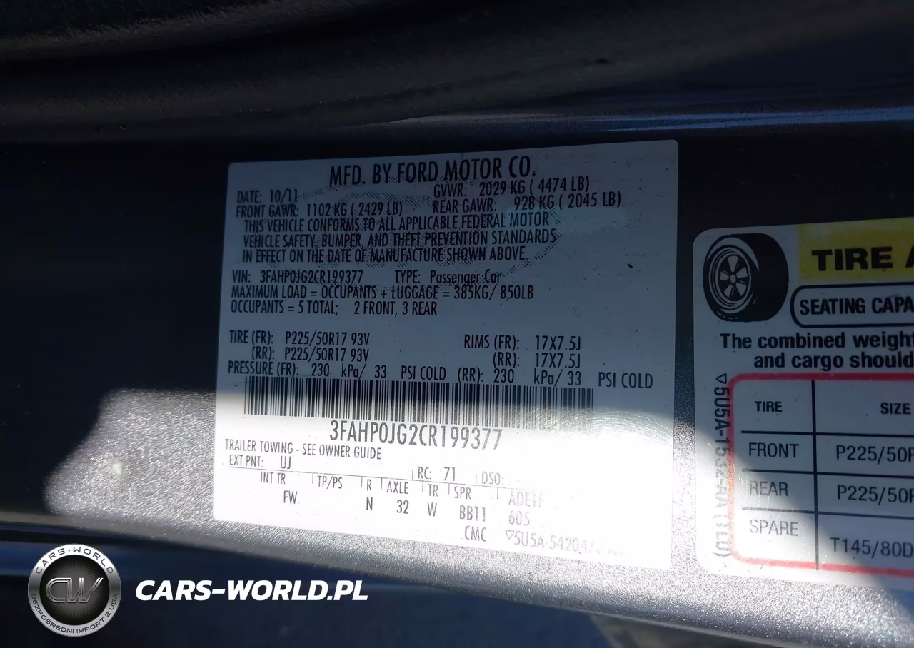 2012 Ford Fusion Sel VIN:3FAHP0JG2CR199377 - 9