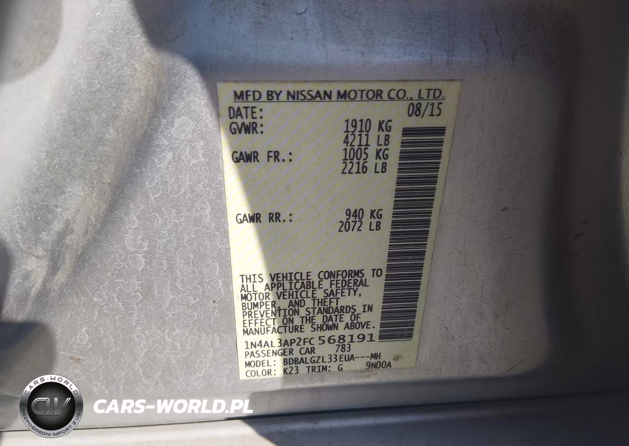 2015 Nissan Altima 2.5 S VIN:1N4AL3AP2FC568191 - 9
