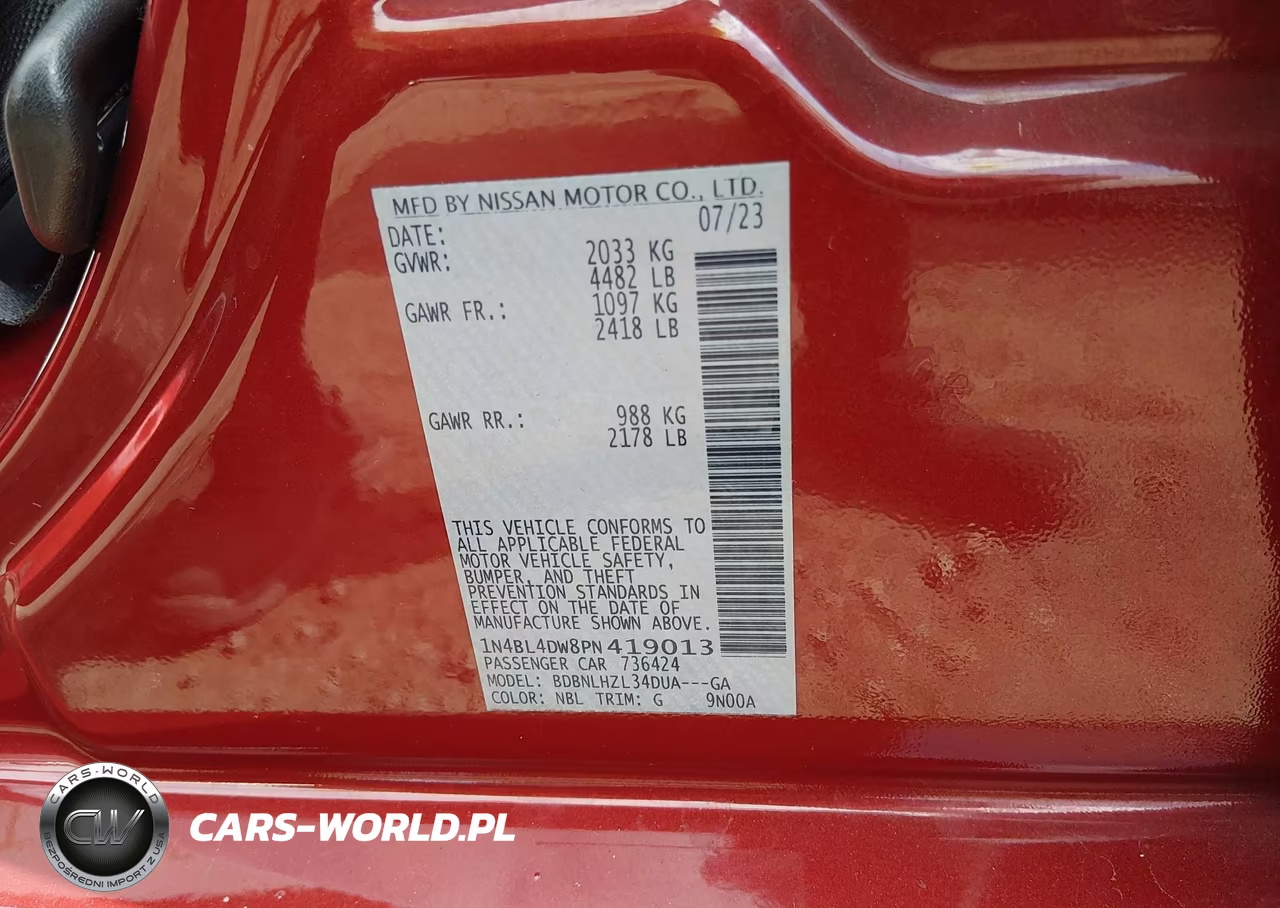 2023 Nissan Altima Sv Intelligent Awd VIN:1N4BL4DW8PN419013 - 9