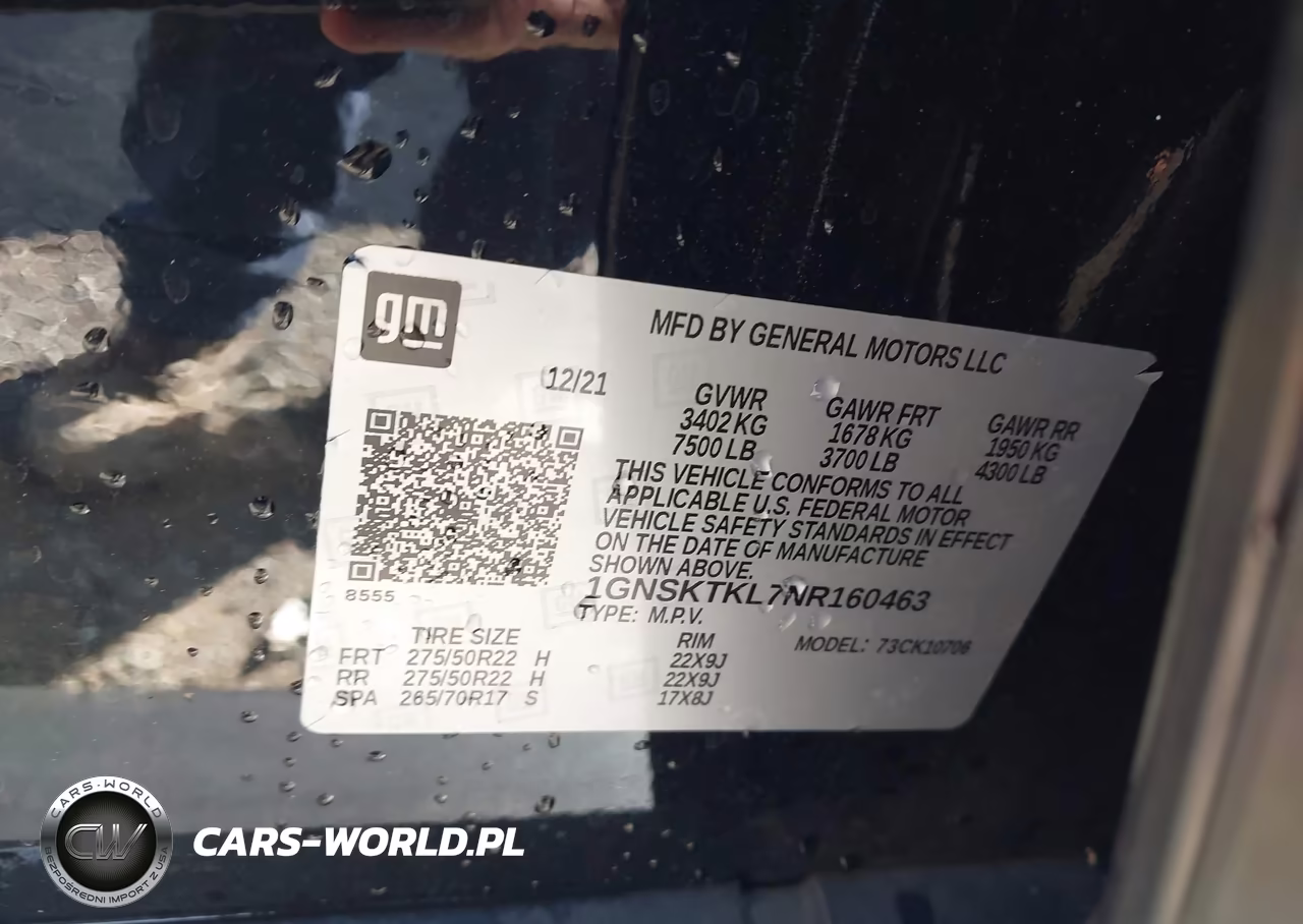 2022 Chevrolet Tahoe 4Wd High Country VIN:1GNSKTKL7NR160463 - 9