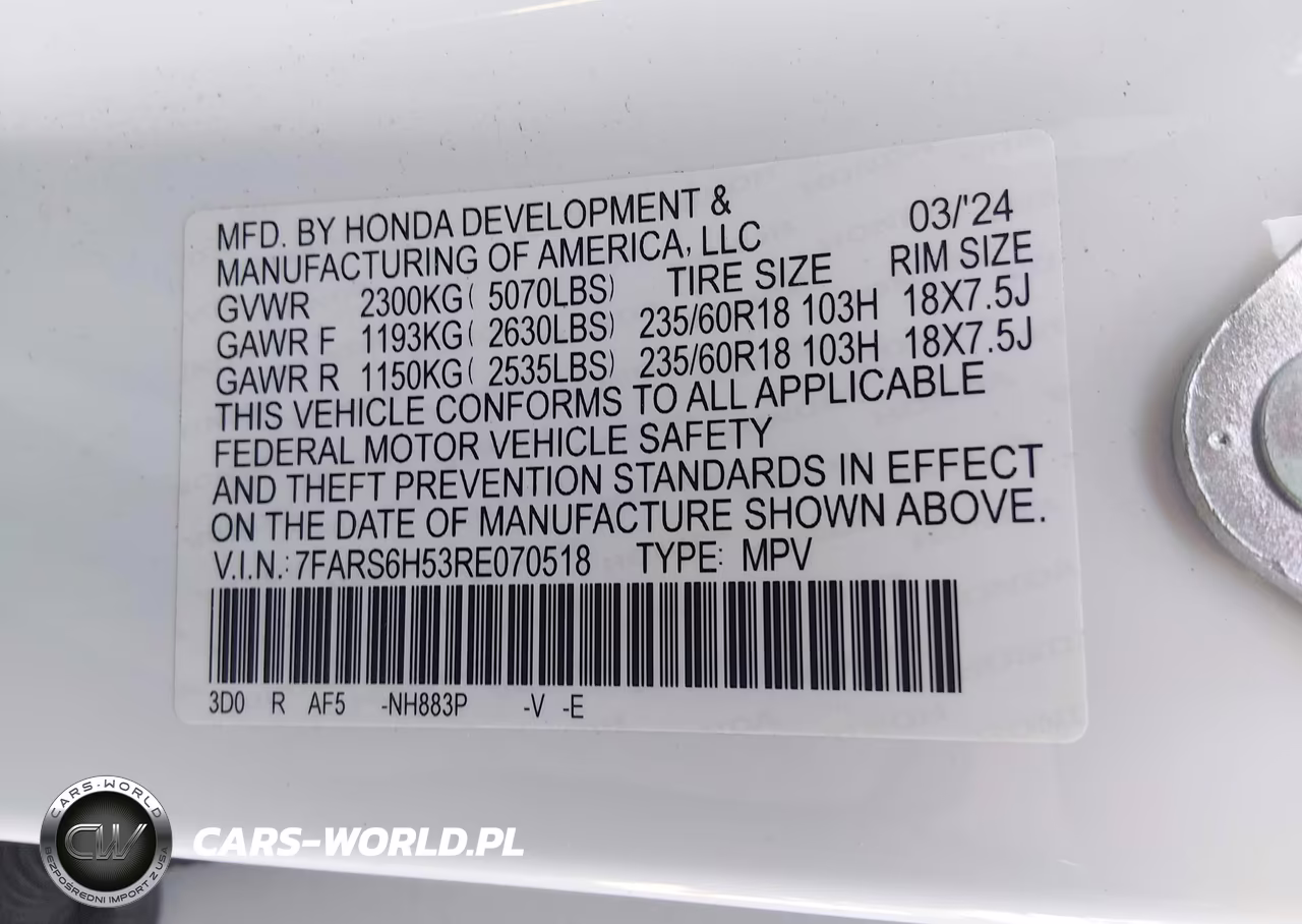 2024 Honda Cr-V Hybrid Sport VIN:7FARS6H53RE070518 - 9