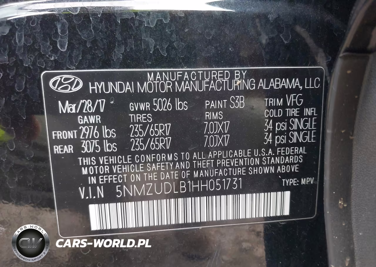2017 Hyundai Santa Fe Sport 2.4L VIN:5NMZUDLB1HH051731 - 9