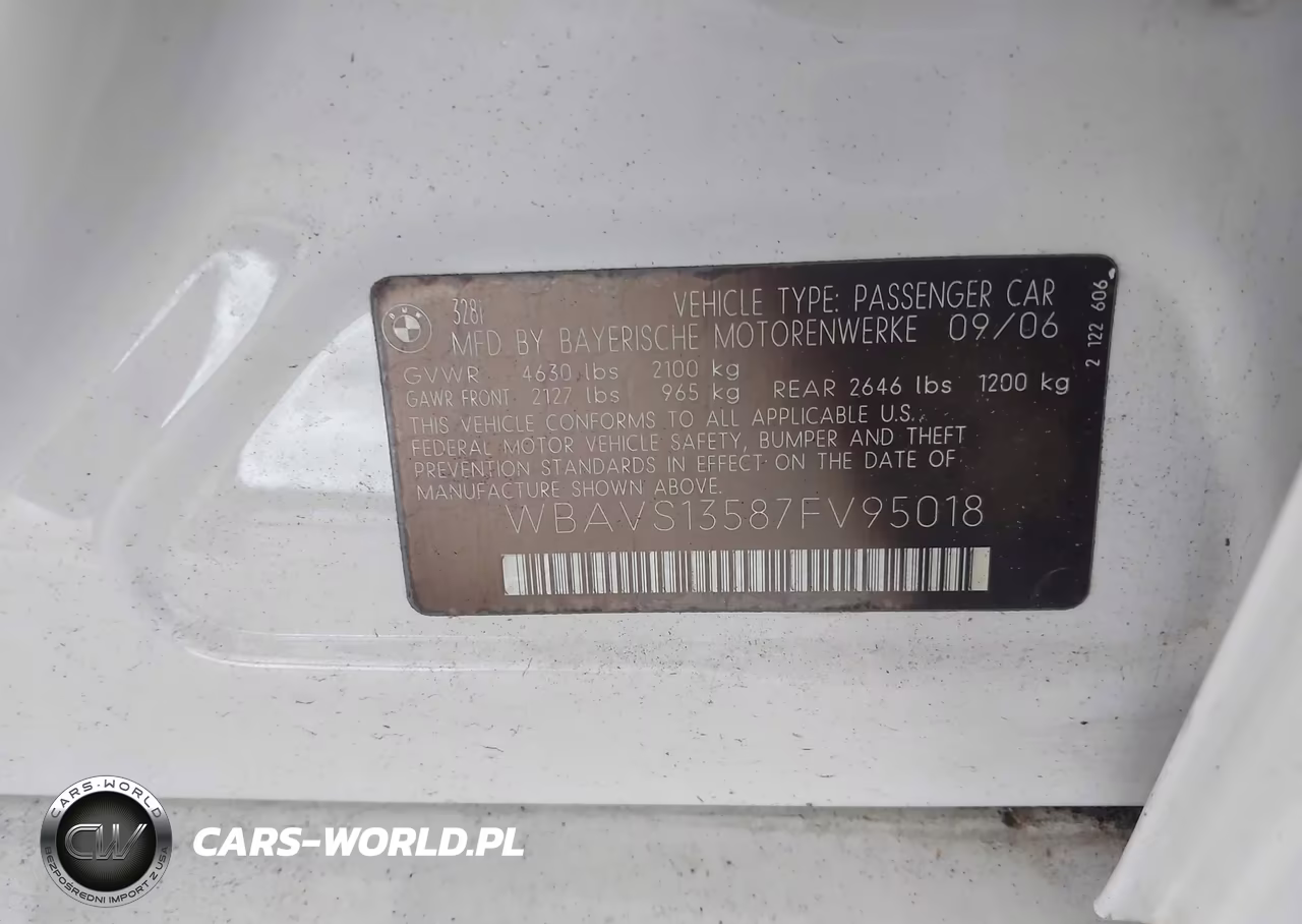 2007 BMW 328I VIN:WBAVS13587FV95018 - 9