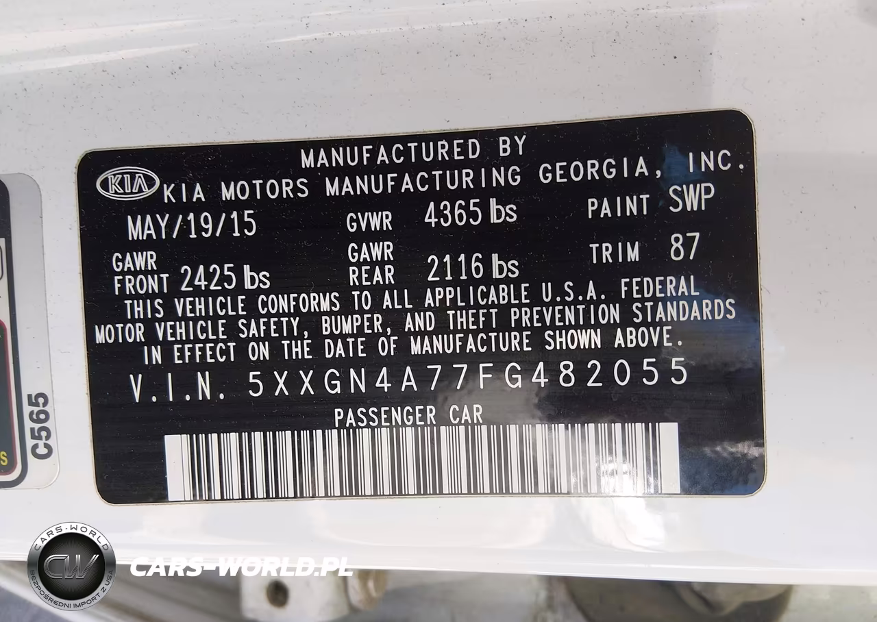 2015 Kia Optima Ex VIN:5XXGN4A77FG482055 - 9