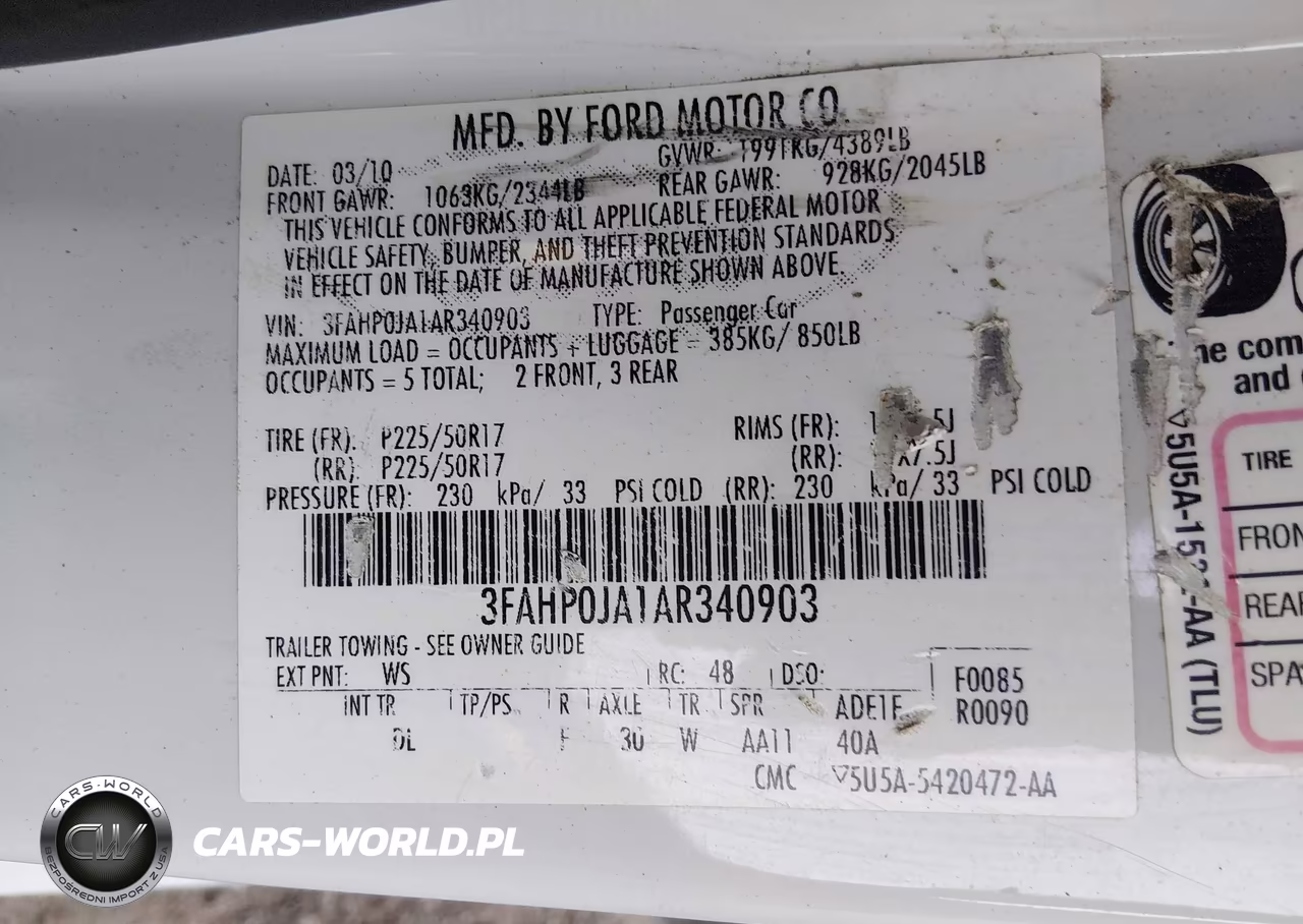 2010 Ford Fusion Sel VIN:3FAHP0JA1AR340903 - 9