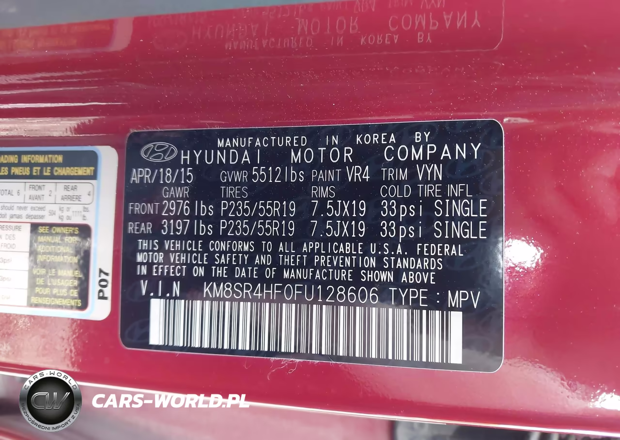 2015 Hyundai Santa Fe Limited VIN:KM8SR4HF0FU128606 - 9