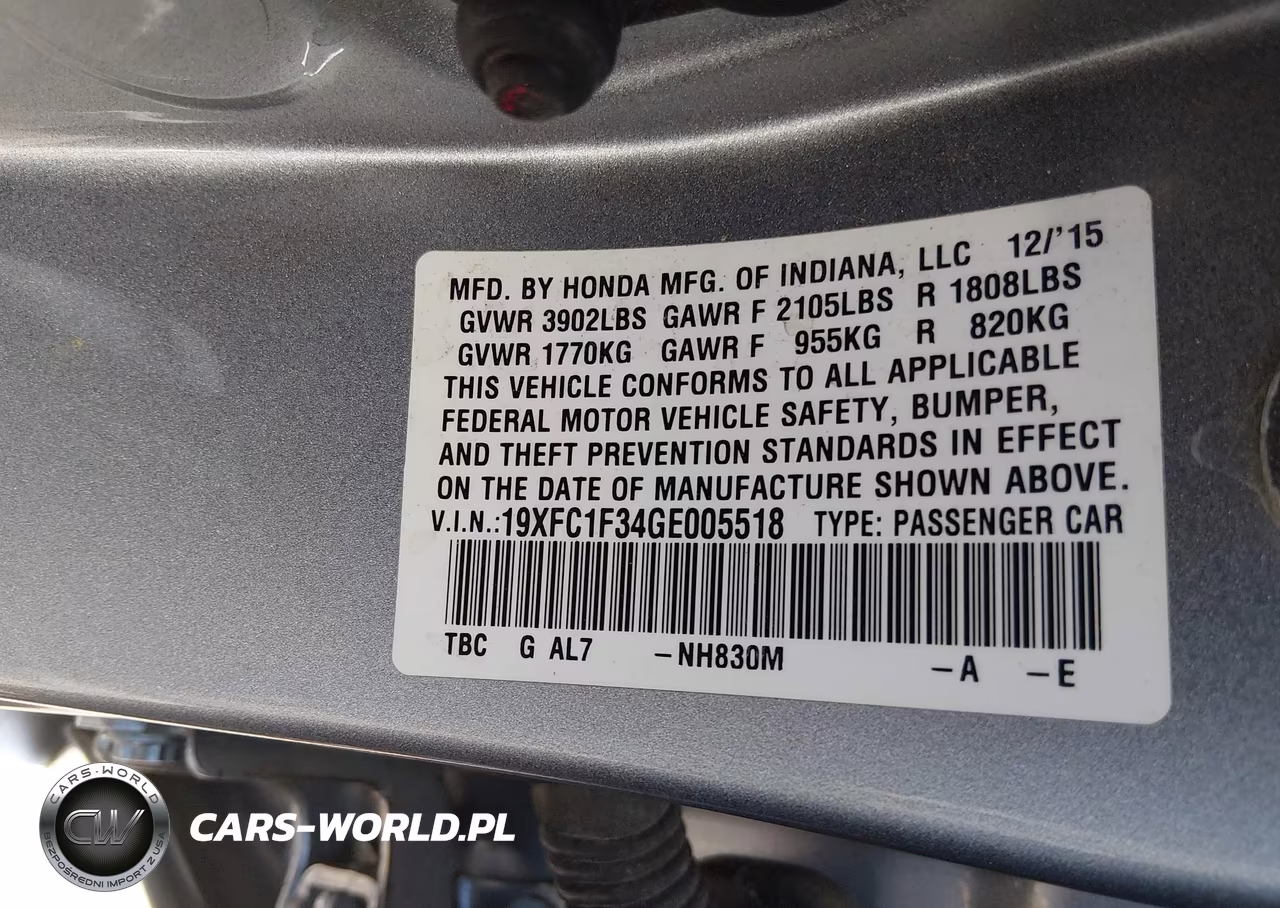 2016 Honda Civic Ex-T VIN:19XFC1F34GE005518 - 9