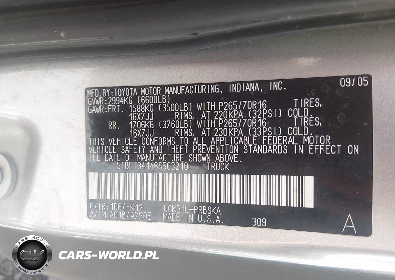 2006 Toyota Tundra Sr5 V8 VIN:5TBET34146S503210 - 9