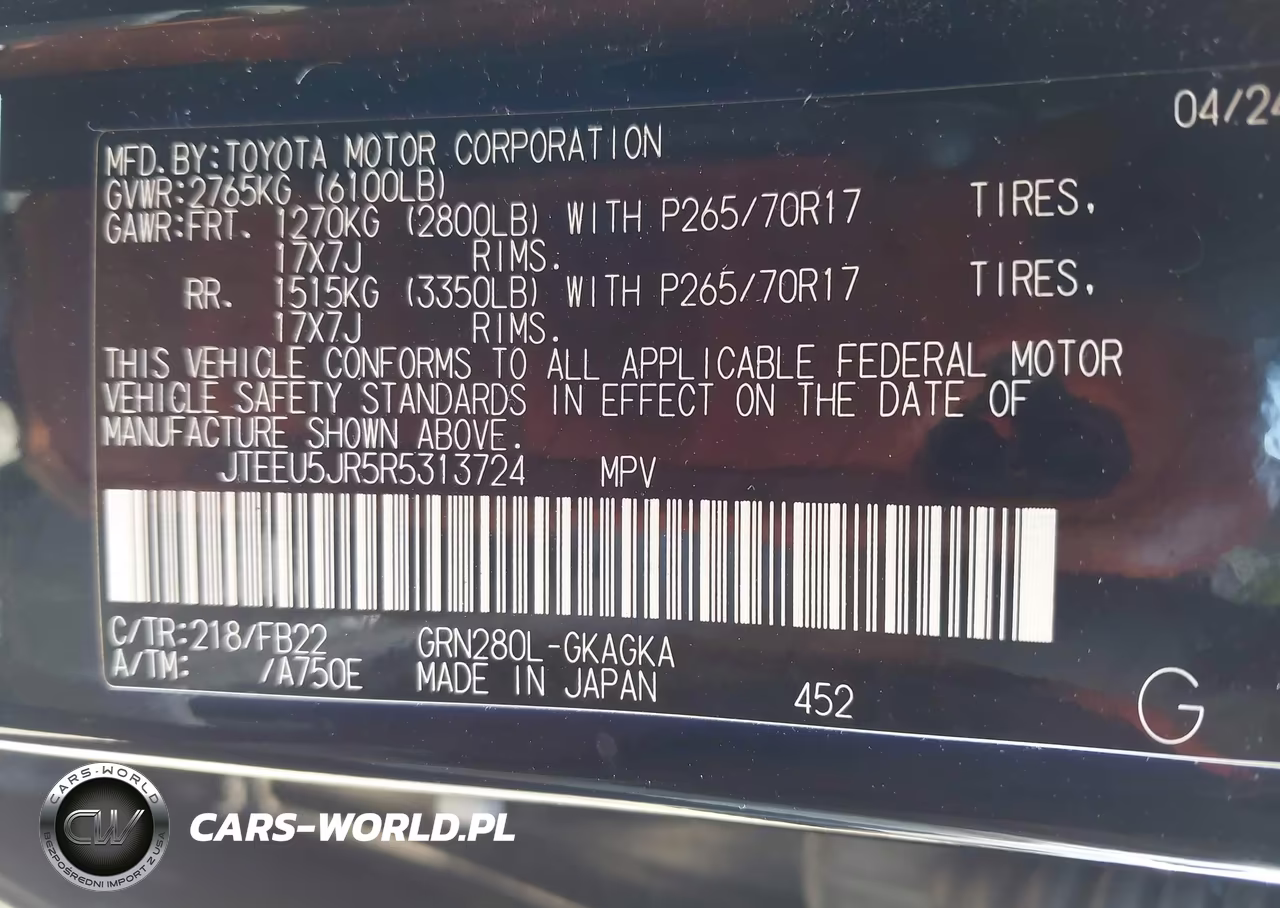 2024 Toyota 4Runner Sr5 VIN:JTEEU5JR5R5313724 - 9