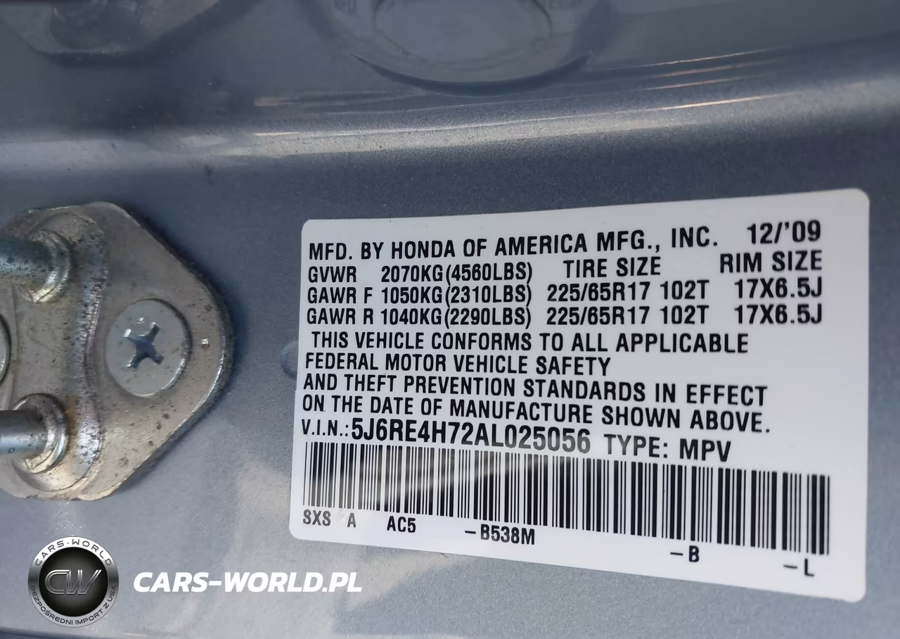 2010 Honda Cr-V Ex-L VIN:5J6RE4H72AL025056 - 9